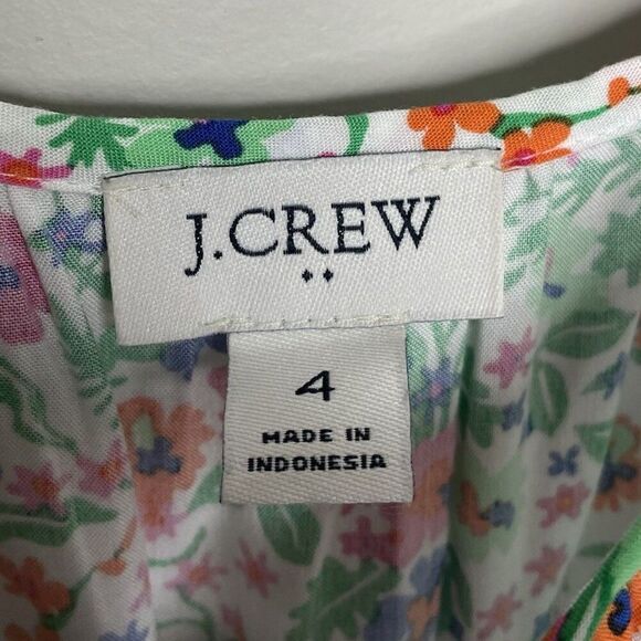 J.CREW Midi Dress Women 4 Floral Ruffle Curved Hem Tie-Waist Viscose BI399 - Picture 13 of 15